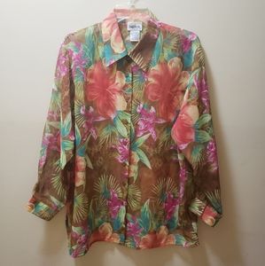Vintage sheer blouse floral pattern bonworth